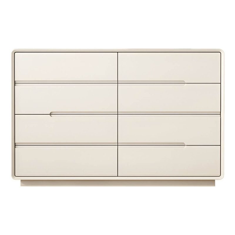 "Light Oak Modern Dresser with Solid Wood Construction and Soft-Close Drawers - Beige 59"L x 16"W x 35"H"