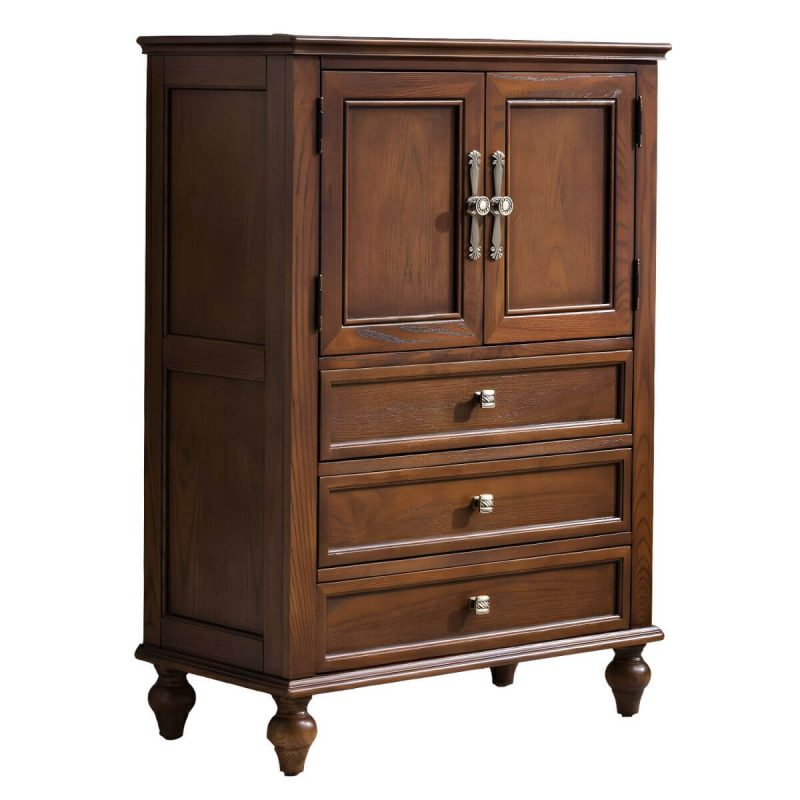 "Traditional Style Brown Wood Vertical Combo Dresser with Size 31.5Lx16Wx44H Inches - 31.5"L x 16"W x 44"H"