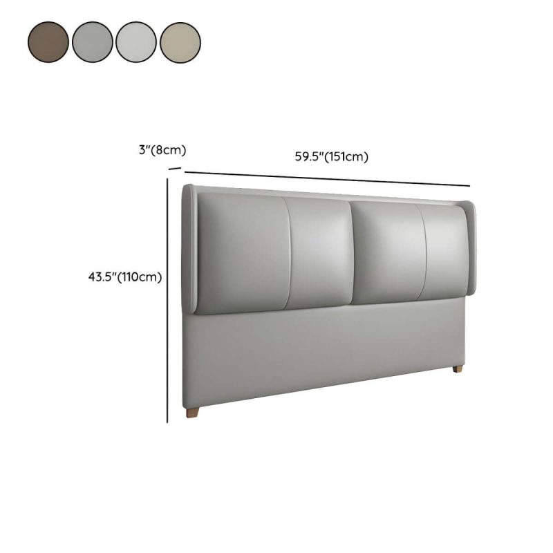 "Dimension of Modern Wingback Upholstered Headboard with Wood Legs in Standard Height - 150 cm Yellow"