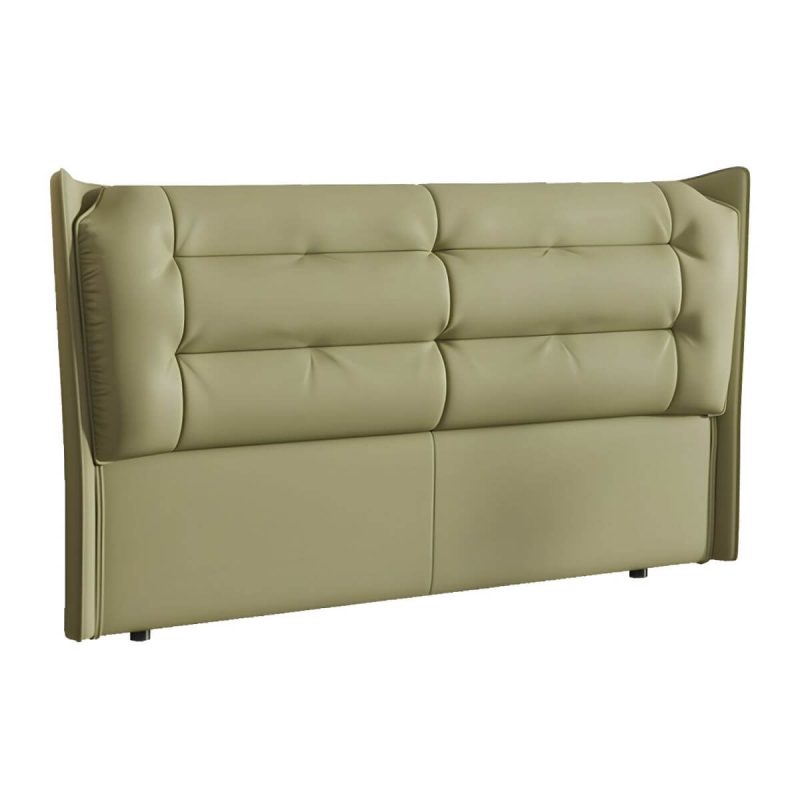 "Green Upholstered Wingback Headboard with Tufted Design and Wood Legs - 59""