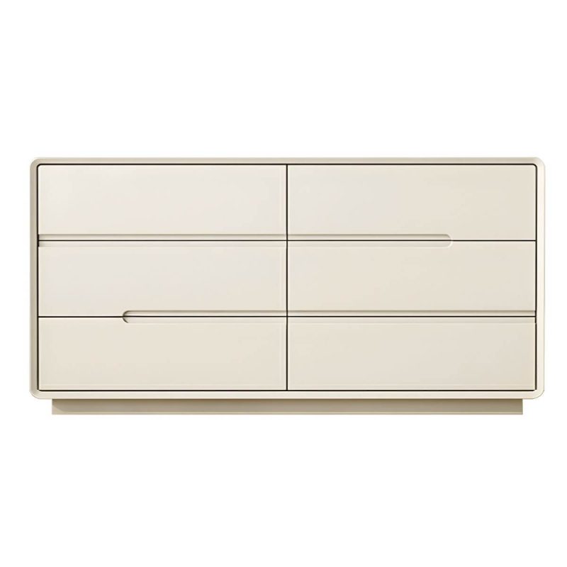 "Light Oak Modern Dresser with Solid Wood Construction and Soft-Close Drawers - Milk Tea Color 59"L x 16"W x 28"H"