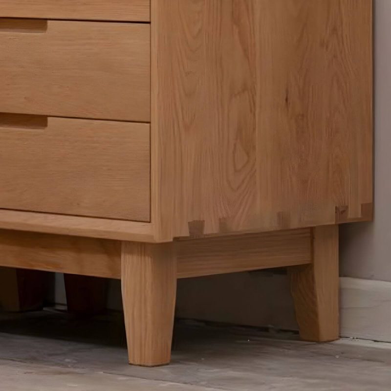 "Scandinavian Style Small Wood Nightstand with Three Lock Free Drawers - Walnut 2 Piece Set"