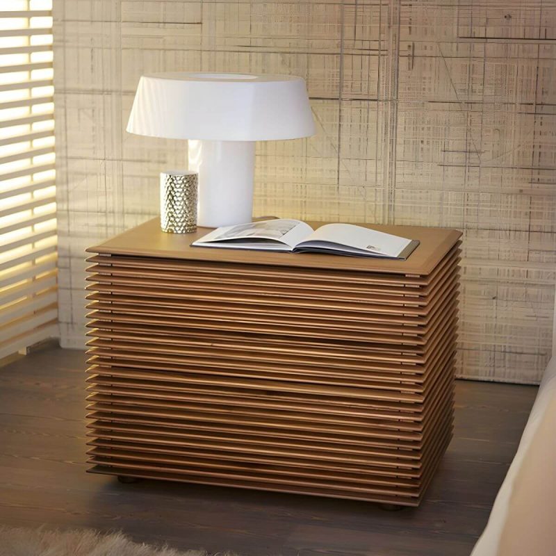 "Scandinavian Style Wood Nightstand with 2 Drawers in Standard Size - Nut-Brown 1 Piece"