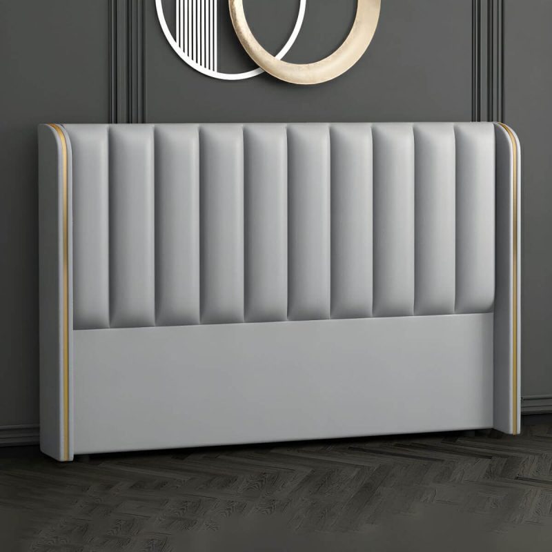 "Modern Leather and Solid Wood Bed Headboard Panel Freestanding - 59" Grey"