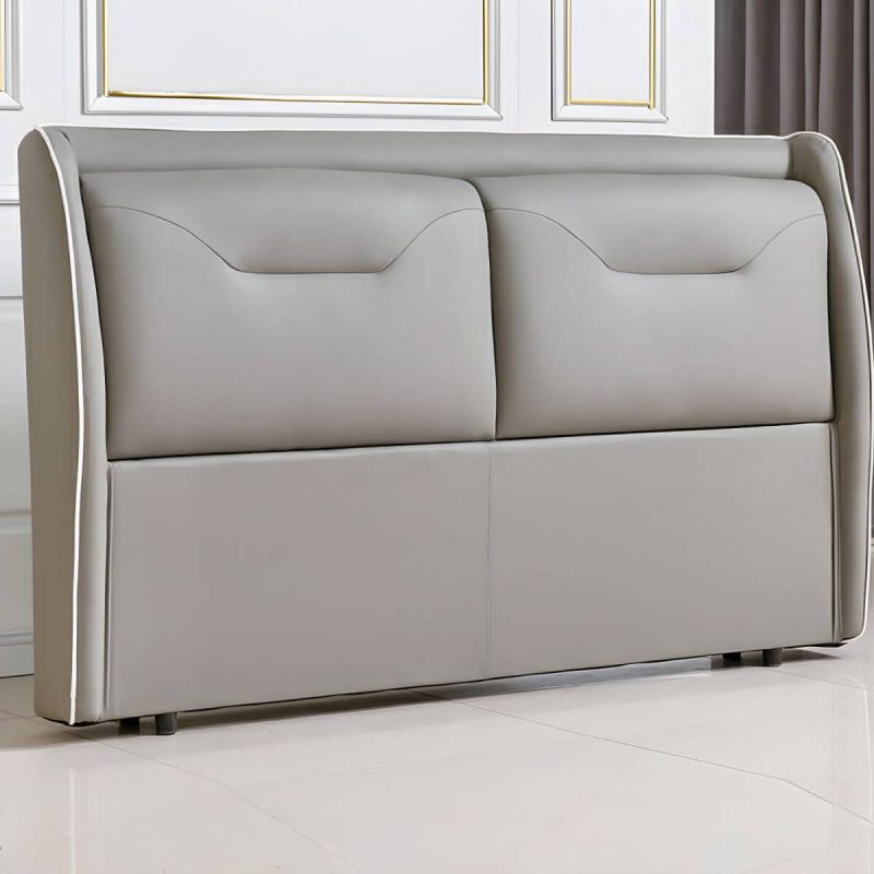 "Elegant Wingback Upholstered Headboard with Wood Legs - Modern Design - Dark Orange 59""