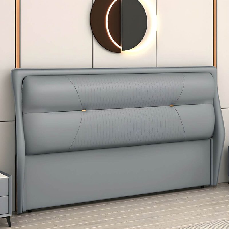 "Modern Upholstered Rectangular Pine Headboard with Wood Legs - Blue 71""