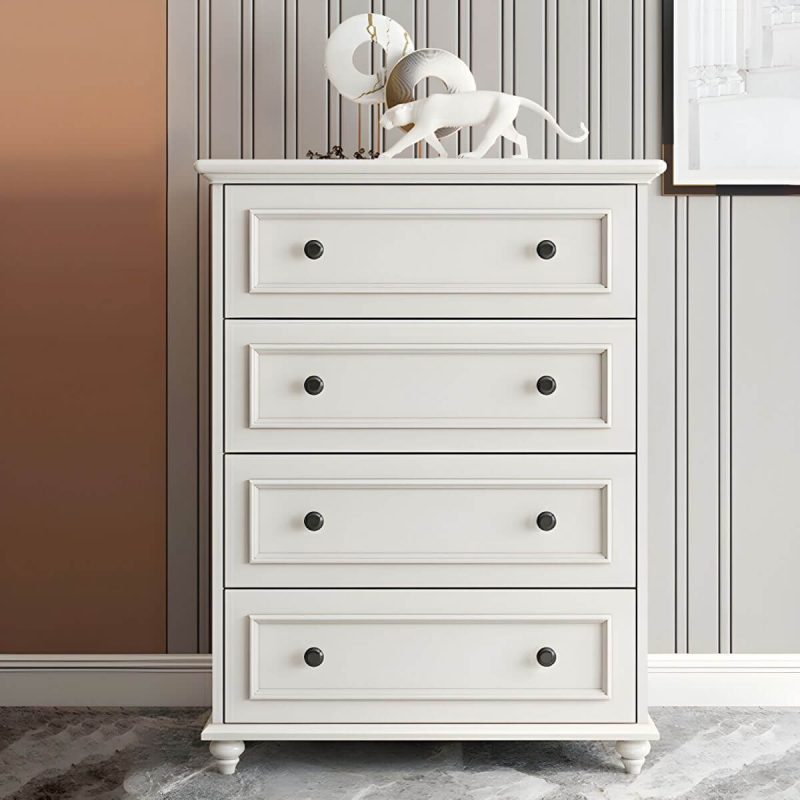 "Solid Wood and Soft-Close Drawers Modern Chest with Wood Top - 4 31"L x 18"W x 39"H"