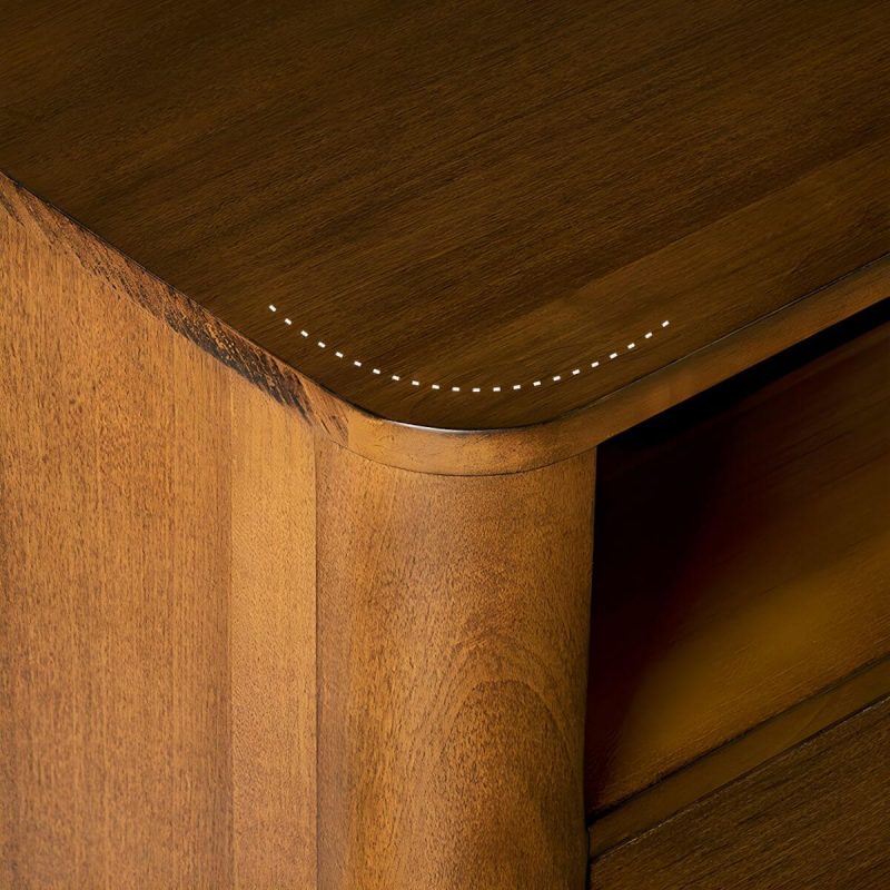 "Mid-Century Modern Wood Nightstand with Drawer Storage and 2 Drawers - 2 Piece Set Dark Walnut"