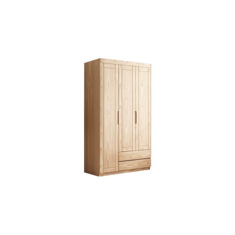 "Ash Wood Wood Color Unfixed Wardrobe Closet, Armoire, 3 Doors"