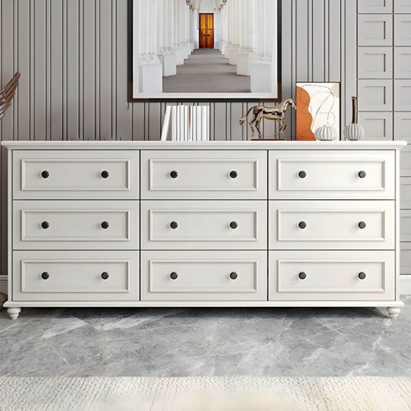 "Solid Wood and Soft-Close Drawers Modern Chest with Wood Top - 9 71"L x 18"W x 31.5"H"