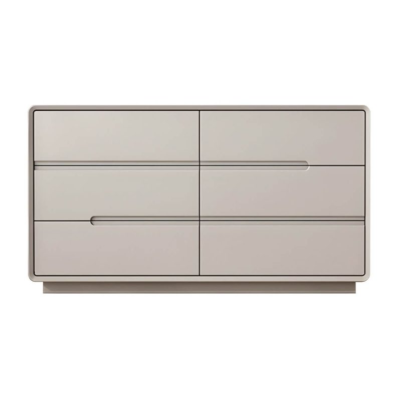 "Light Oak Modern Dresser with Solid Wood Construction and Soft-Close Drawers - Light Apricot 47"L x 16"W x 27.5"H"
