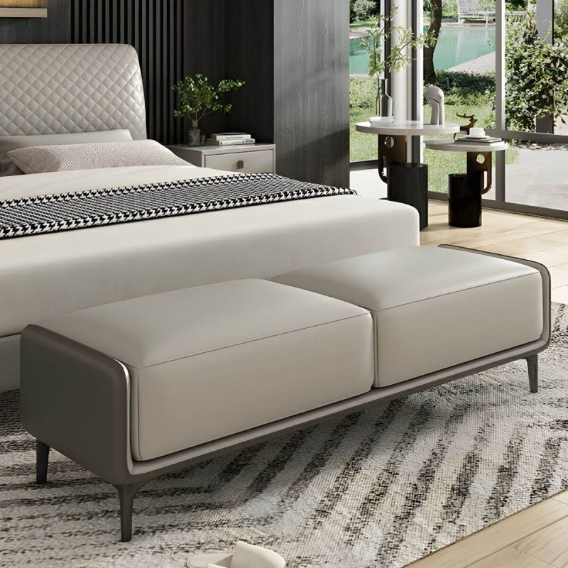 "Armless Backless Upholstered Bedroom Bench in Modern Wood Design Short - Dark Gray/ Light Gray 59"L x 19.5"W x 17"H"