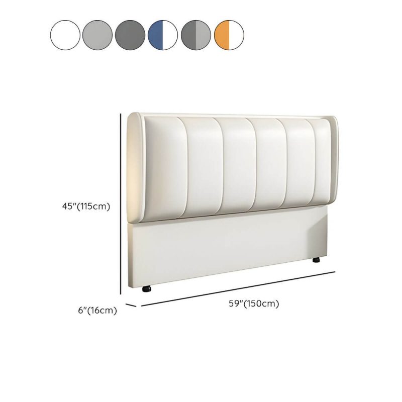 "Dimension of Modern Upholstered Pine Wingback Headboard with Leather Upholstery and Wood Legs - Smoke Gray 59""