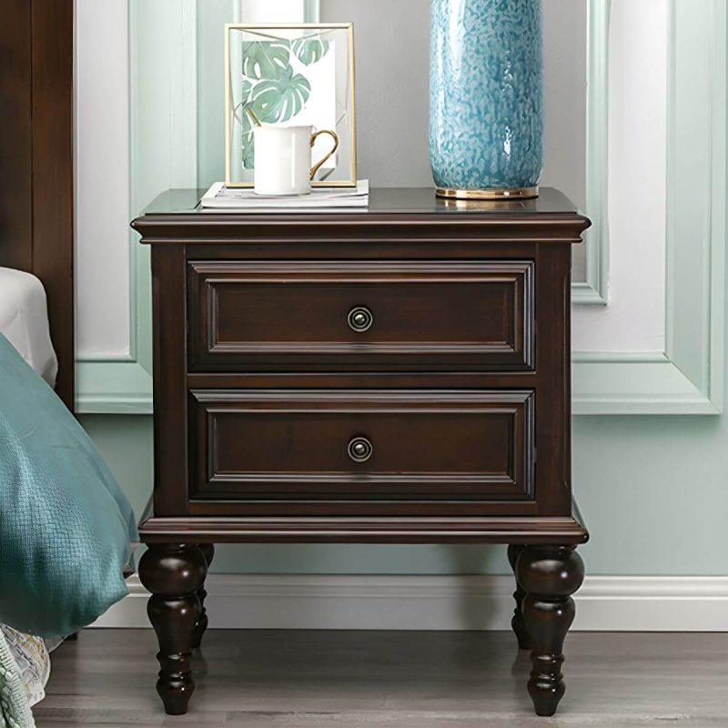 "Elegant Traditional Brown Wood Nightstand with Drawer Storage - 1 Piece 2"