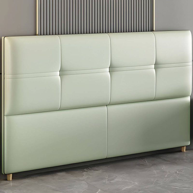 "Rectangular Solid Wood Bed Frame Headboard Modern Leather Panel - 79" Microfiber Leather Green"