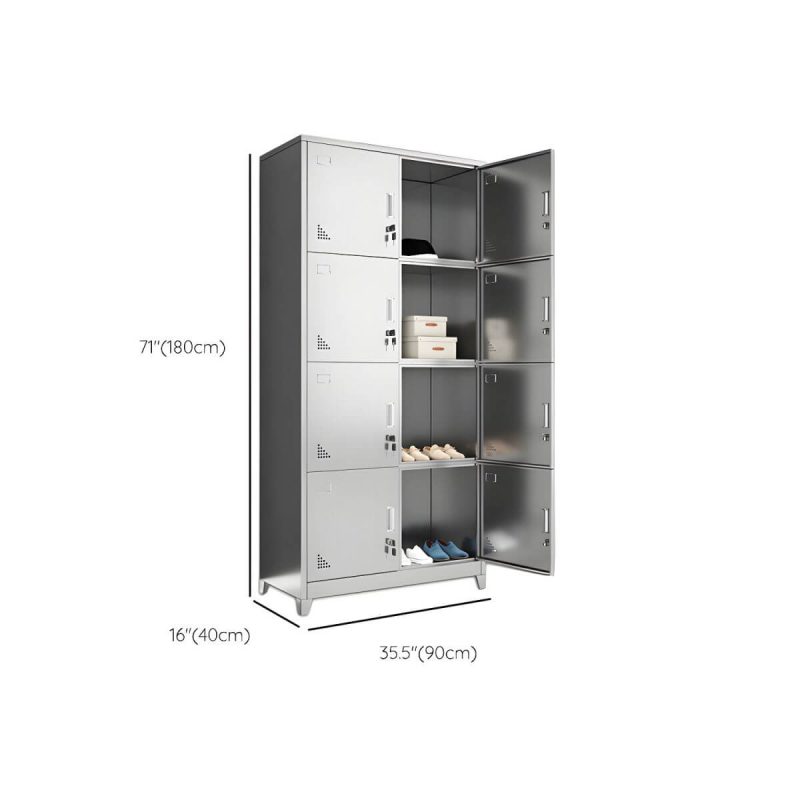 "Dimension of Stainless Steel Modern Storage Cabinet Chrome Metal Cabinet with Hinged Doors - 8"