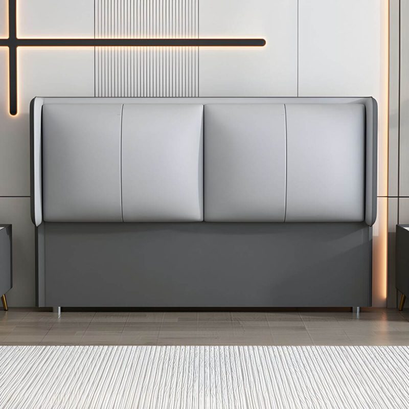 "Light Wood Modern Wingback Headboard with Upholstered Design and Solid Wood Frame - 59" Tech Cloth Dark Gray"