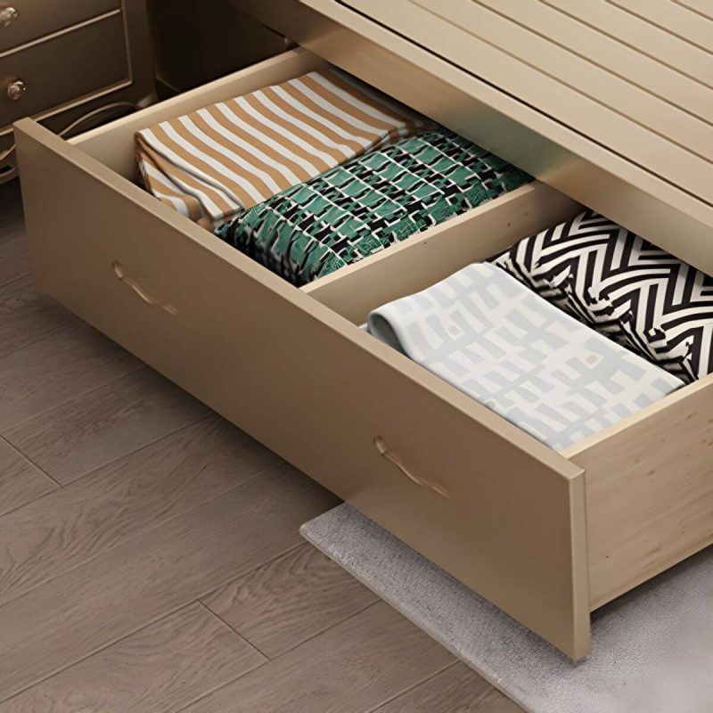 "Victorian Standard Bed Foam Pine Wood Bed Frame With Custom Gold Legs - Queen Panel Bed & Mattress"