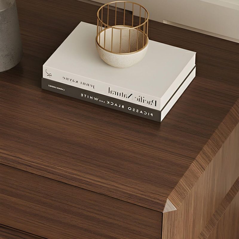 "Elegant Brown Wooden Nightstand with Drawer for Bedroom Storage - 2 Piece Set"