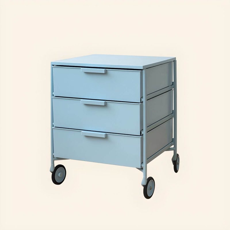 "Modern Iron Bachelor's Chest with 3 Drawers in Plastic/Acrylic Material - Blue 1 Piece"