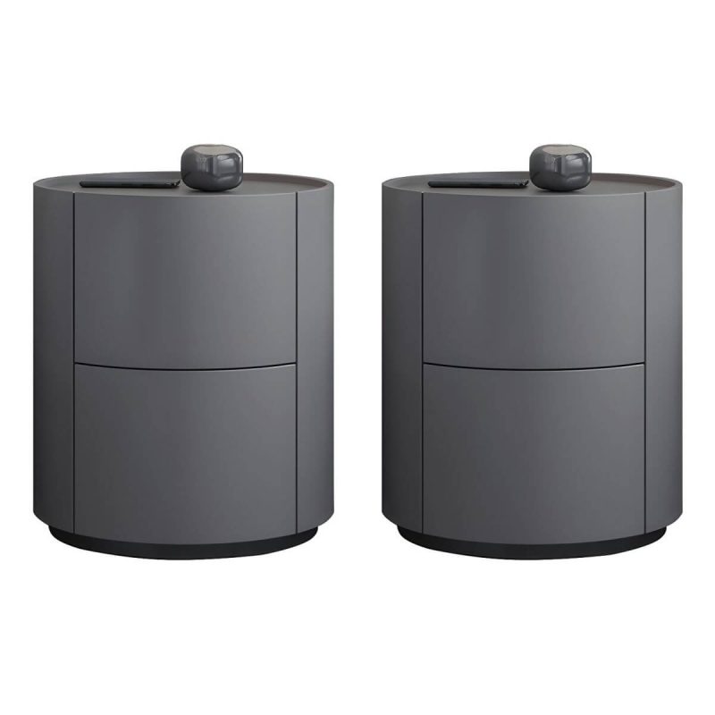 "Contemporary 18.9" Tall Nightstand Wooden Accent Table Nightstand for Bedroom - Grey 2-Piece Set"