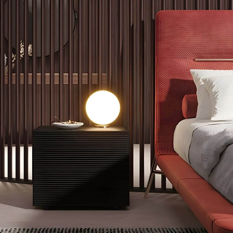 "Scandinavian Style Wood Nightstand with 2 Drawers in Standard Size - Black 1 Piece"