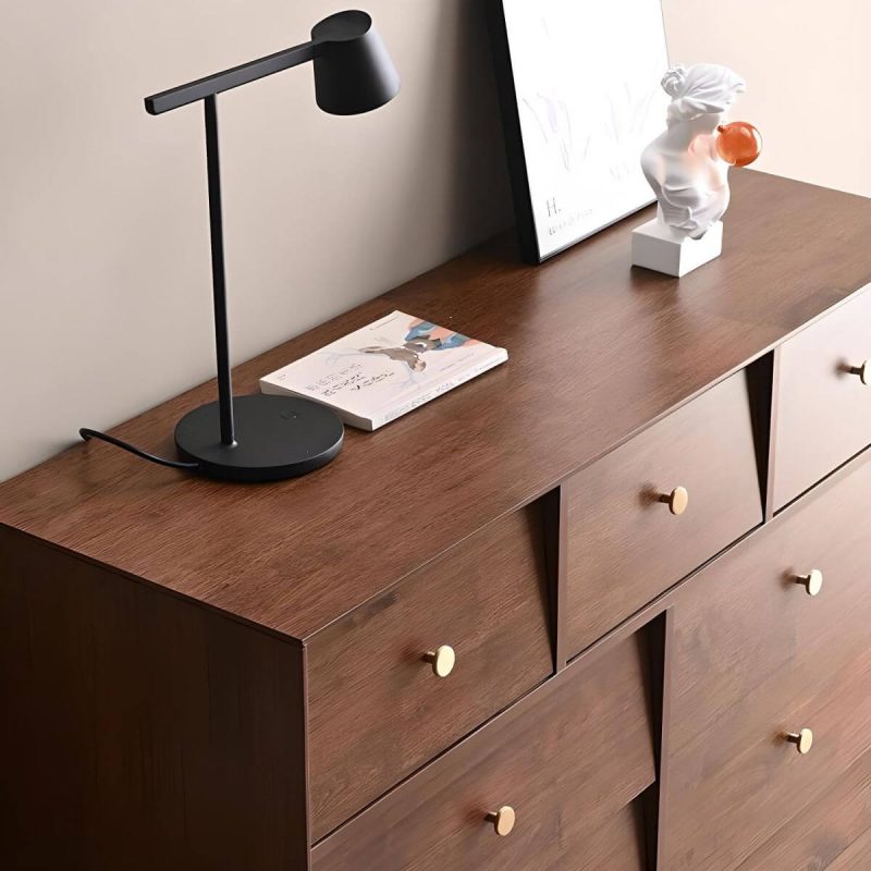 "Traditional Metal Handle Dressers with Solid Wood Drawers for Bedroom - Black 46"L x 16"W x 31"H"