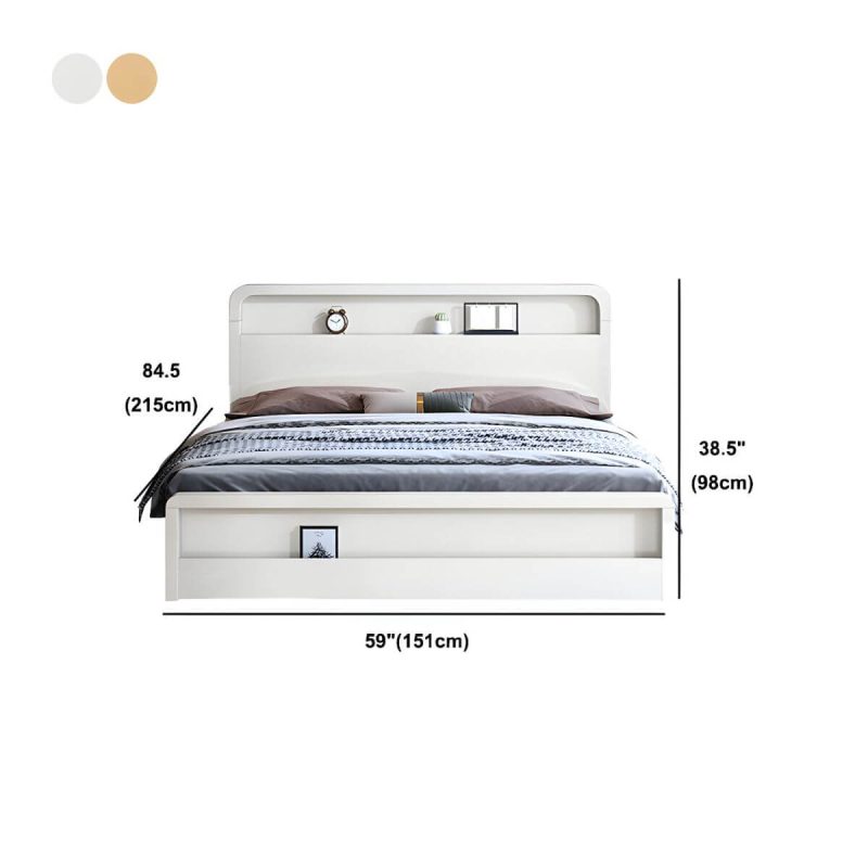"Dimension of Nordic Style Solid Wood Upholstered Headboard Wood/white/walnut Bed - White Queen Single Bed Unavailable"