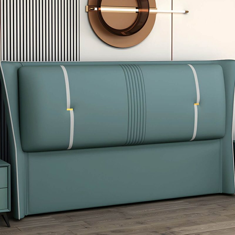 "Luxury Upholstered Wingback Headboard with Modern Wood Legs and Standard height - Green 59""