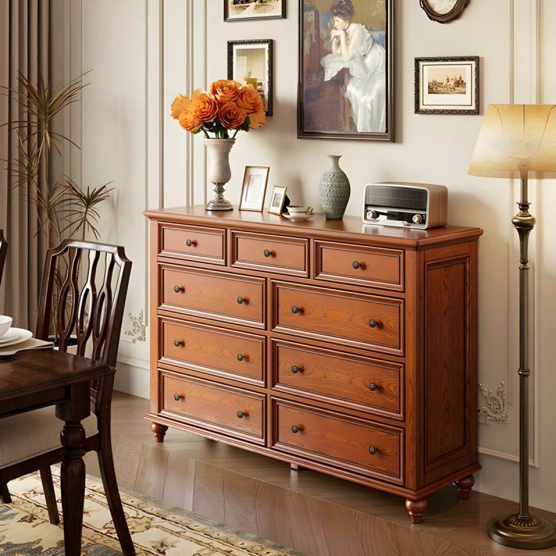 "Traditional Style Solid Wood Lingerie Chest Drawers Included for Bedroom - White 150 x 44 x 105 cm"
