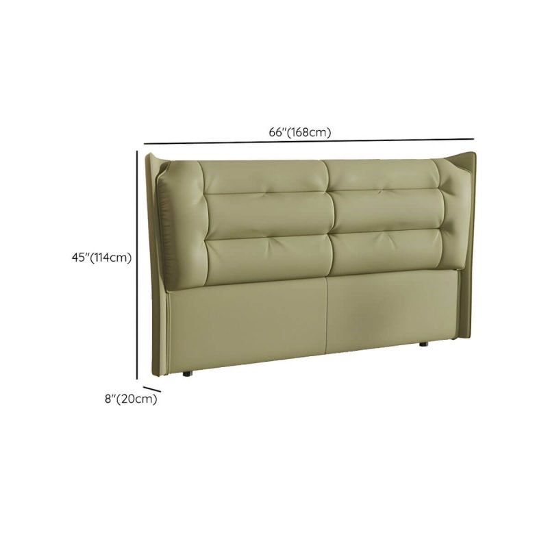 "Dimension of Green Upholstered Wingback Headboard with Tufted Design and Wood Legs - 59""