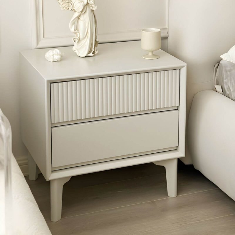 "Modern Wood Nightstand with Drawer Storage and Legs Included - Cream White 16"L x 15"W x 26"H 2 Piece Set"
