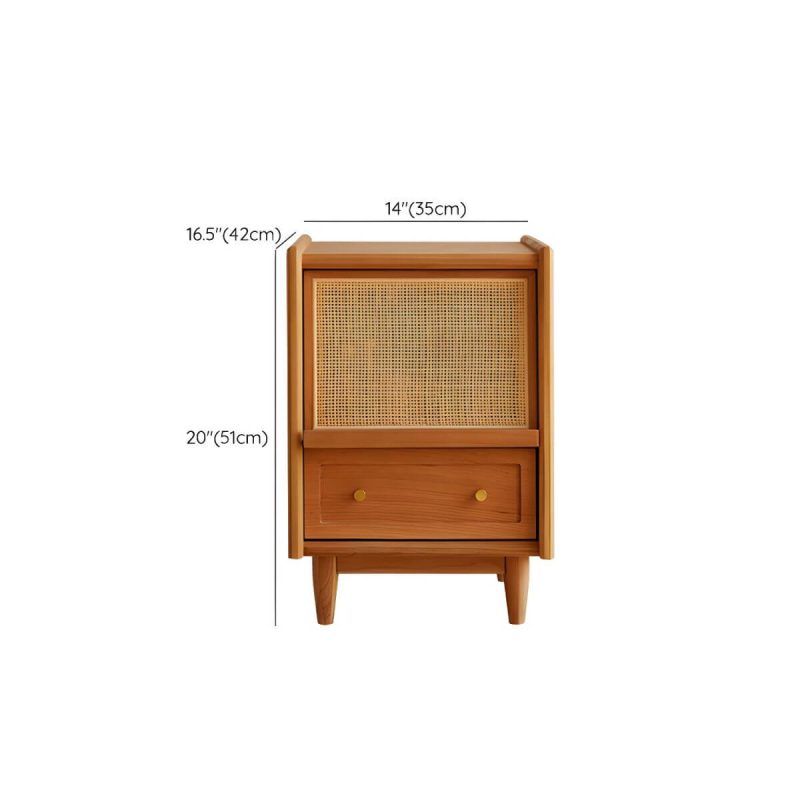 "Dimension of Natural Wood Nightstand with Drawers Featuring Classic Scandinavian Charm - 1 Piece"
