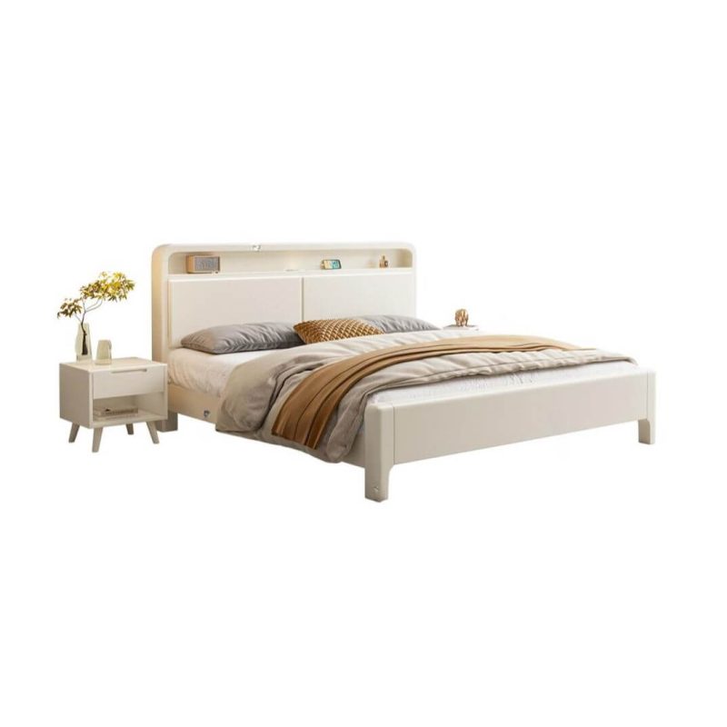 "White Art Deco Panel Bed, 53"W x 79"L"