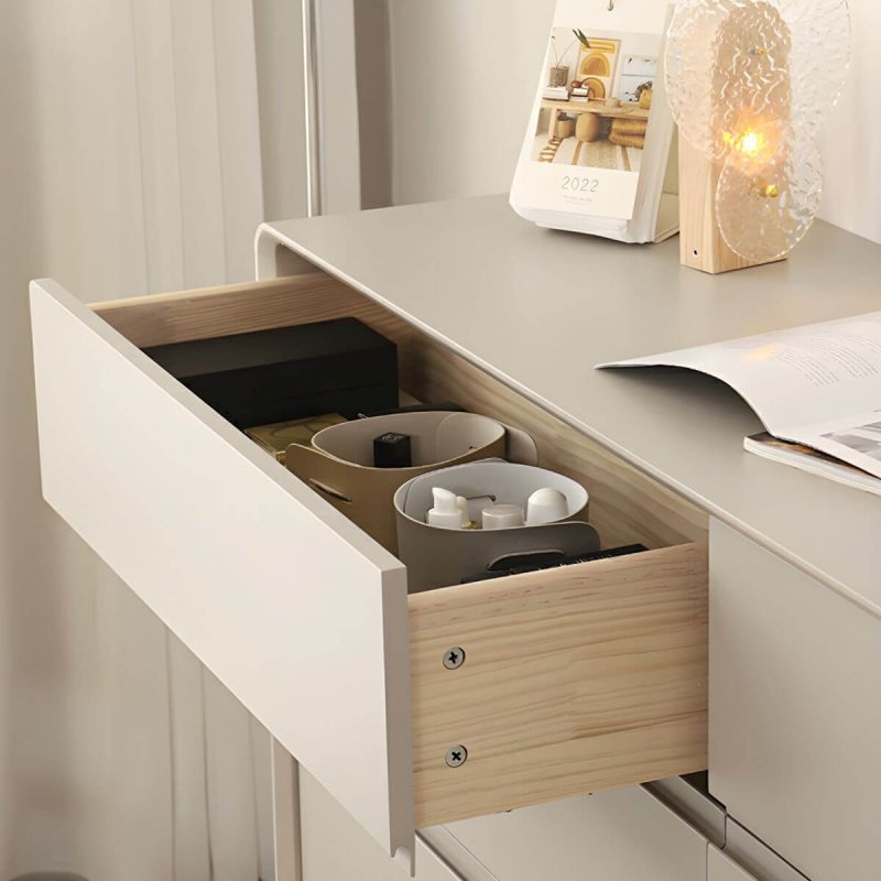 "Light Oak Modern Dresser with Solid Wood Construction and Soft-Close Drawers - Beige 31"L x 16"W x 43"H"