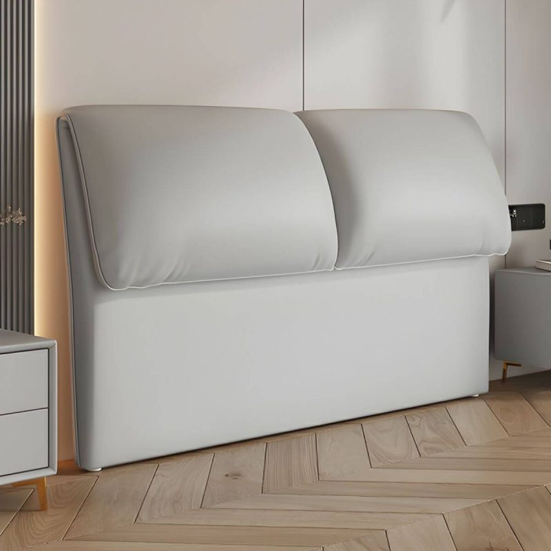 "Elegant Upholstered Panel Headboard with Wood Legs in Modern Style - 79" Grey"