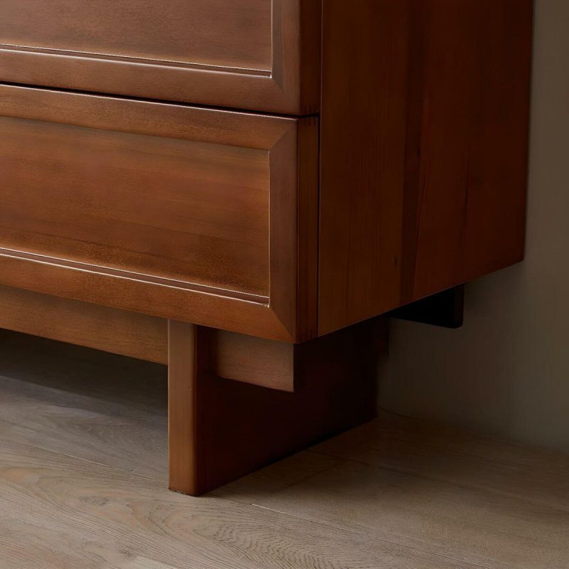 "Traditional Natural Wood Hidden Handle Dressers with Six Drawers and Four Feet in Brown - 47"L x 16"W x 31"H"