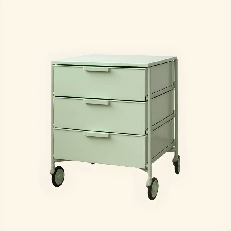 "Modern Iron Bachelor's Chest with 3 Drawers in Plastic/Acrylic Material - Green 1 Piece"