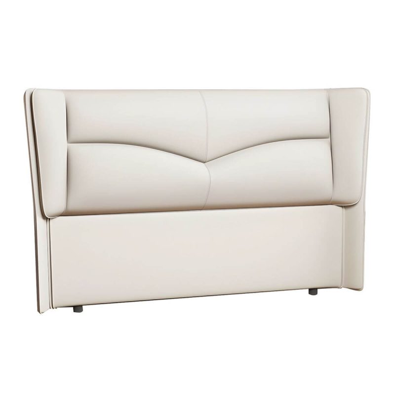 "Modern Rectangular Wingback Headboard Bed with Leather Upholstery and Solid Wood Frame - Orange/ White 71""