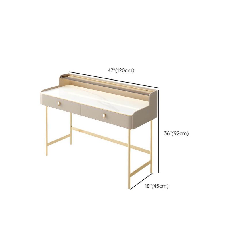"Dimension of Modish Standard Makeup Vanity Chalk with Metal Tabletop, 47"L x 18"W x 36"H"