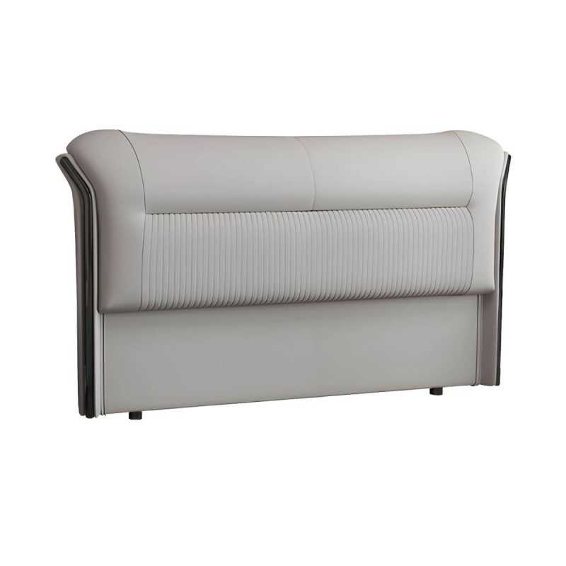 "Elegant Modern Wingback Upholstered Headboard with Wood Legs - 59" Microfiber Leather Light Gray"
