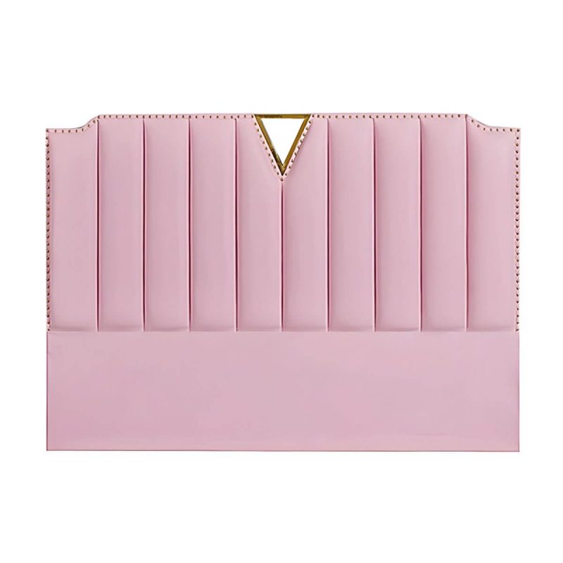 "Glam Stepped Pillow Back Bed Headboard Leather Solid Wood Water Proof - 71" Light Pink"