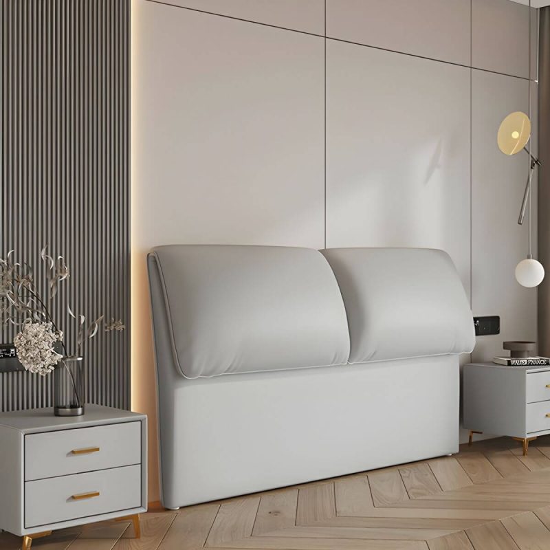 "Elegant Upholstered Panel Headboard with Wood Legs in Modern Style - 71" White"
