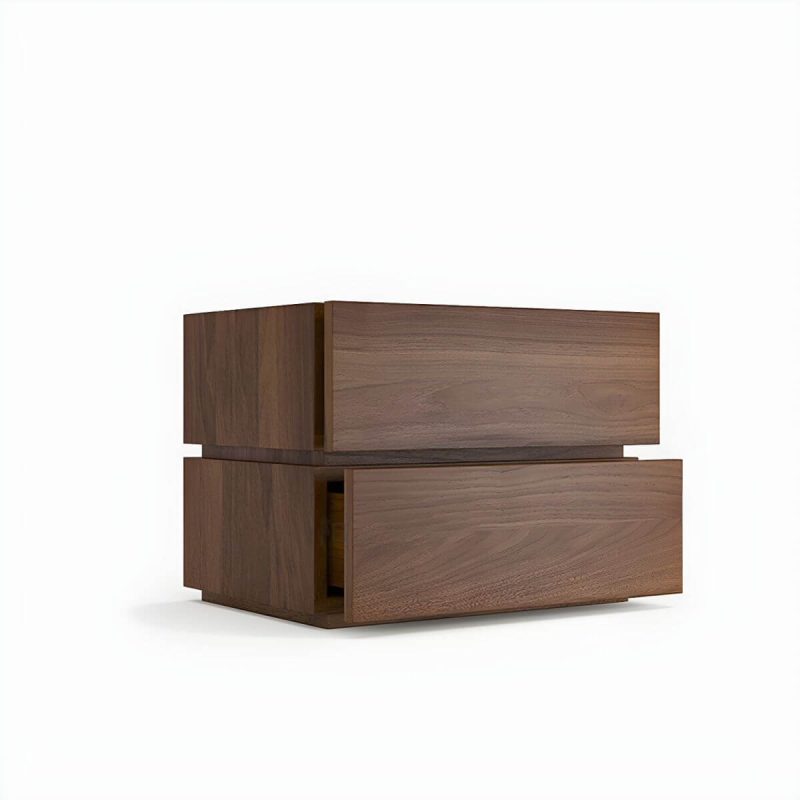"Compact Wood Nightstand with 2 Drawers - Modern Bedroom Storage - Nut-Brown 1 Piece"