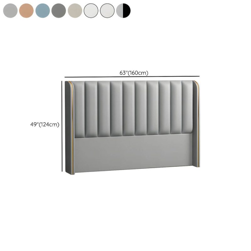 "Dimension of Modern Leather and Solid Wood Bed Headboard Panel Freestanding - 59" Beige"
