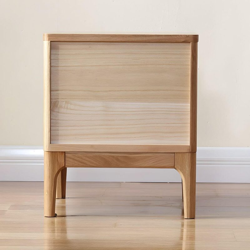 "Modern Oak Wood Nightstand with Drawer Storage, Small Size, Narrow Design - 1 Piece Nut-Brown"