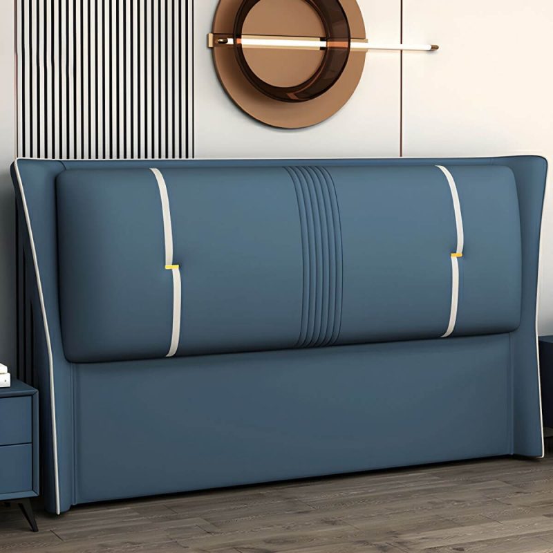 "Luxury Upholstered Wingback Headboard with Modern Wood Legs and Standard height - Light Gray-White 71""