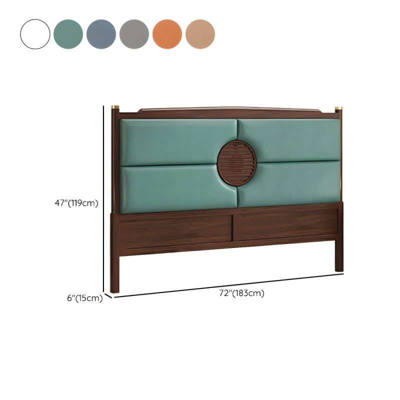 "Dimension of Traditional Upholstered Panel Headboard with Stepped Shape and Leather Upholstery - White 180 cm"