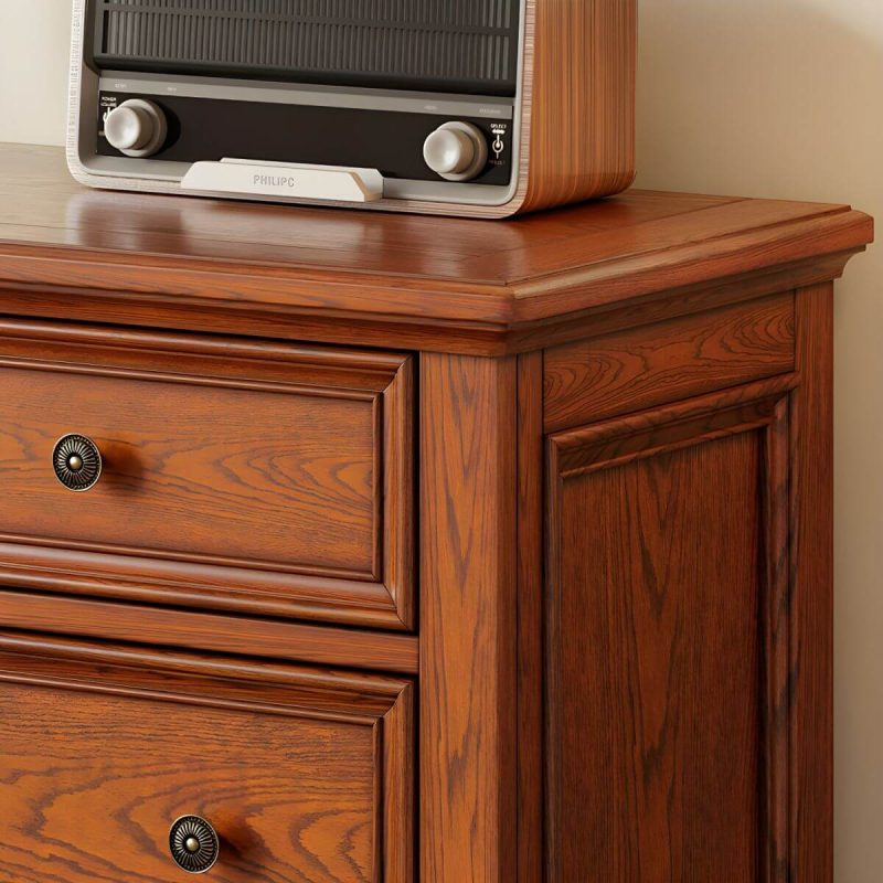 "Traditional Style Solid Wood Lingerie Chest Drawers Included for Bedroom - Nut-Brown 85 x 44 x 120 cm"