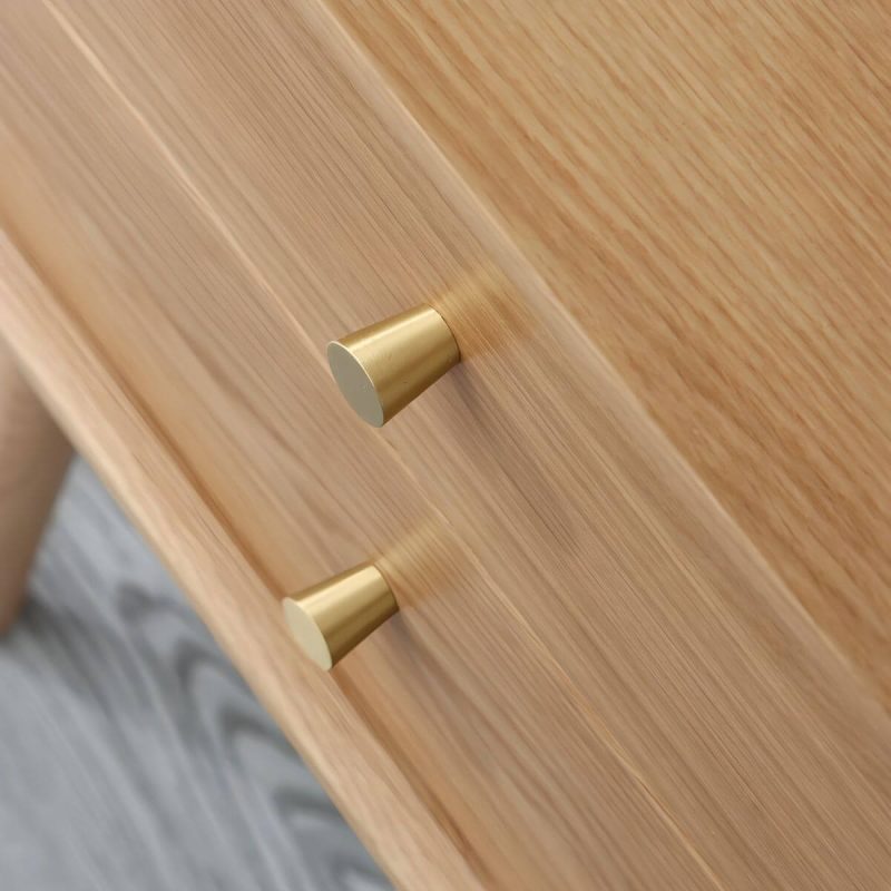 "Scandinavian Style Wood Nightstand with 2 Drawers in Oak Finish - 2 Piece Set Natural Finish"